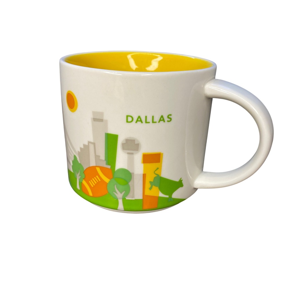 Starbucks You‎ Are Here Collection Dallas Cityscape Ceramic Coffee Mug Yellow